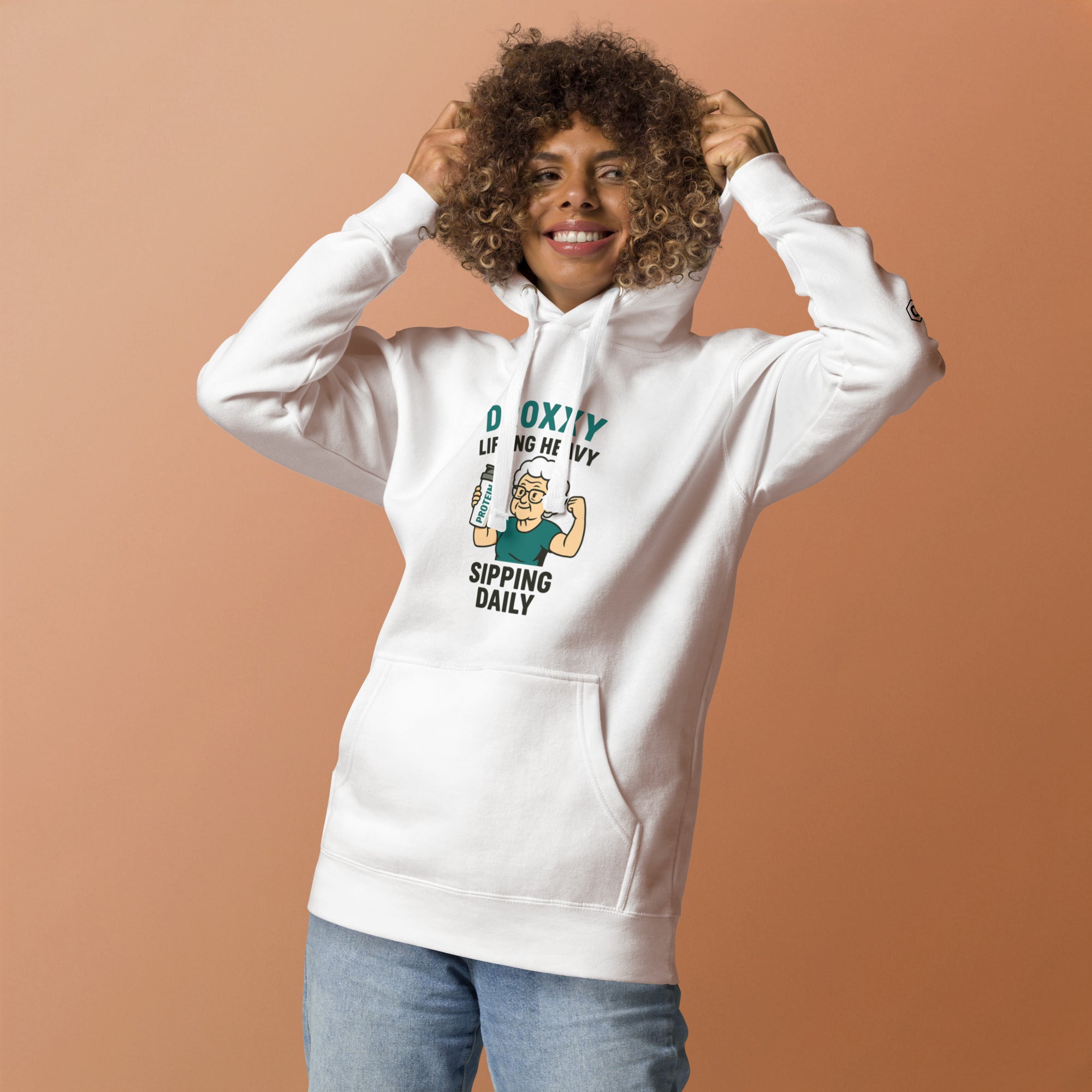 Mikina DROXXY – Unisex mikina DROXXY – Lifting Heavy, Sipping Daily | Stylová streetwear móda