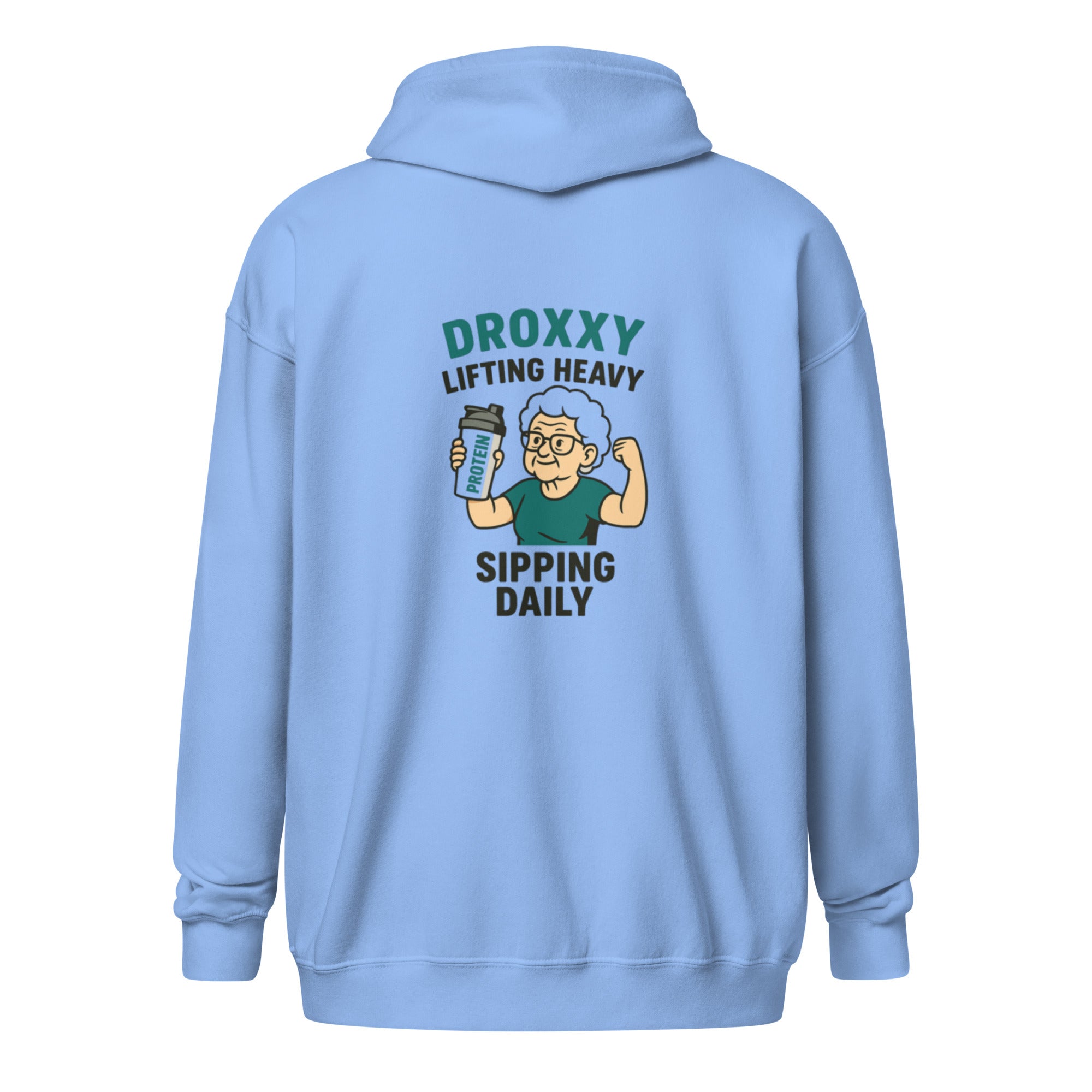 Mikina DROXXY – Unisex zip mikina DROXXY – Lifting Heavy, Sipping Daily | Stylová streetwear móda