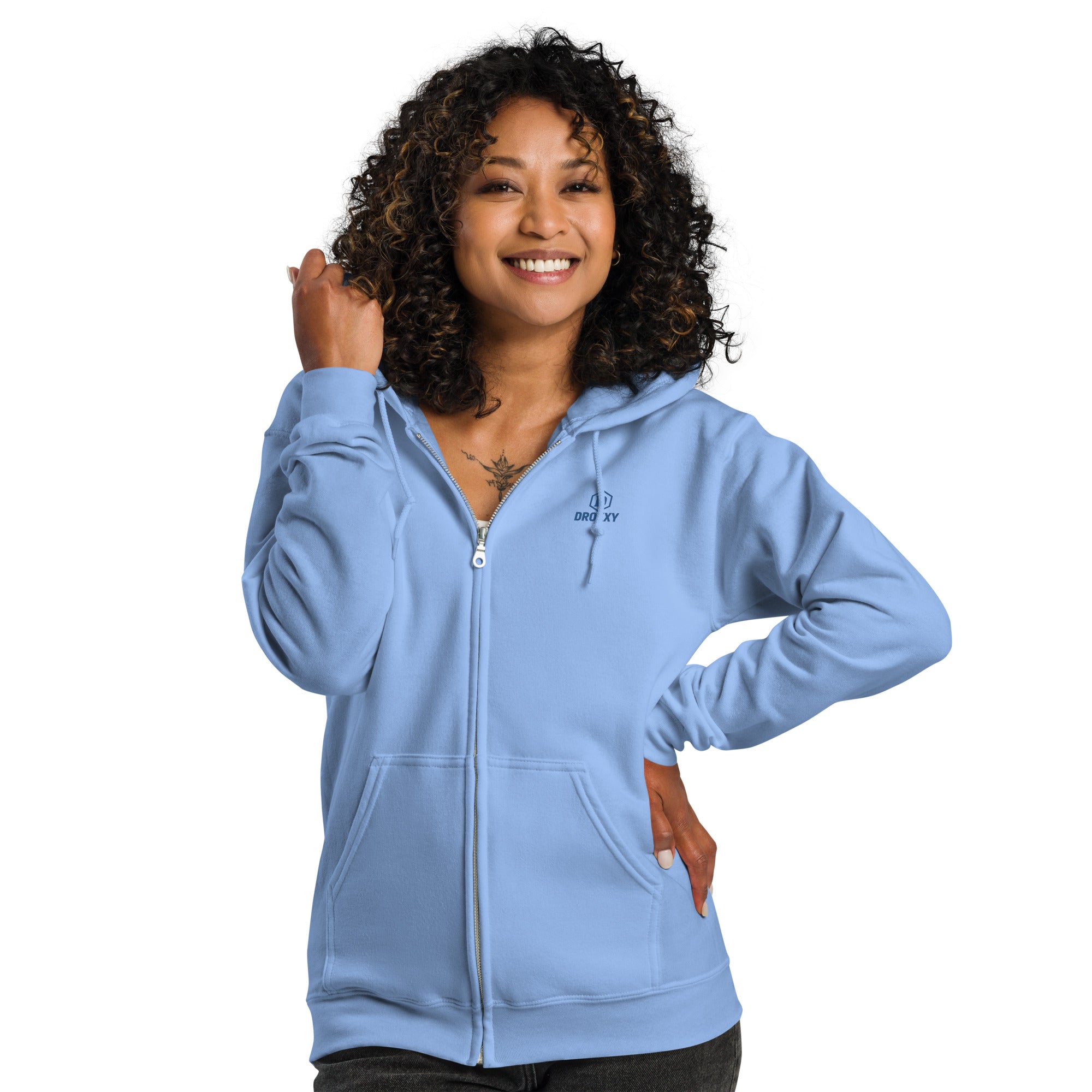 Mikina DROXXY – Unisex zip mikina DROXXY – Lifting Heavy, Sipping Daily | Stylová streetwear móda