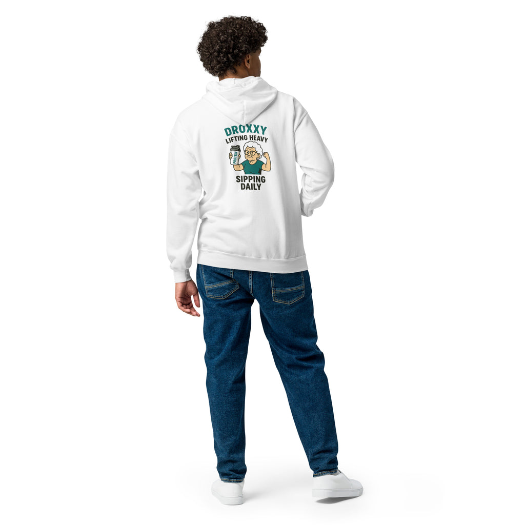 Mikina DROXXY – Unisex zip mikina DROXXY – Lifting Heavy, Sipping Daily | Stylová streetwear móda