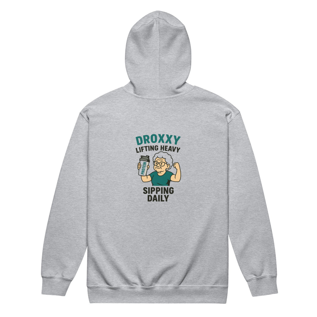 Unisex zip mikina DROXXY – Lifting Heavy, Sipping Daily | | DROXXY