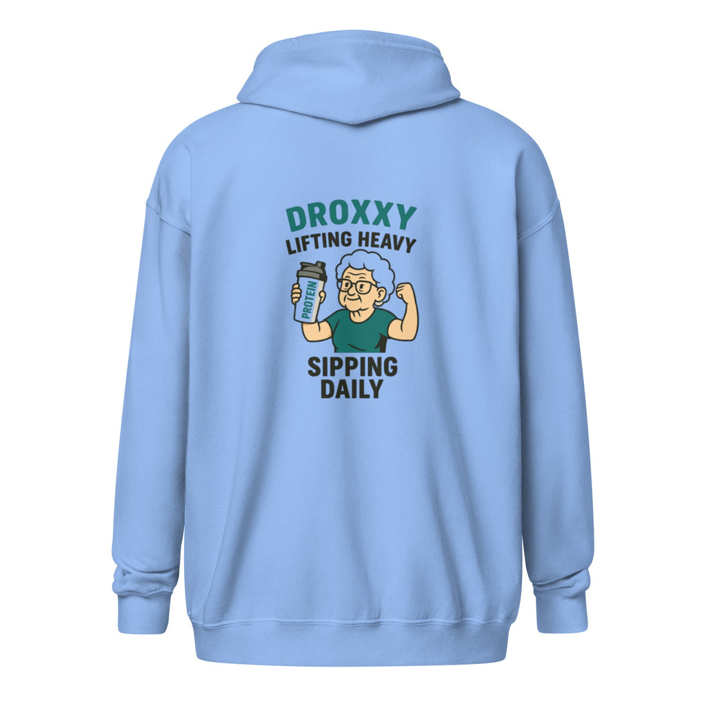 Unisex zip mikina DROXXY – Lifting Heavy, Sipping Daily | | DROXXY